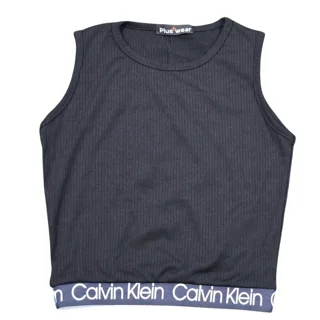 کراپ زنانه مشکی کبریتی پایین‌کش Calvin Klein