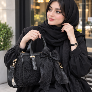 کیف زنانه گیپوری با انبری پاپیون گیپور