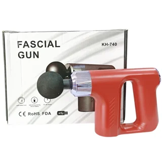 ماساژور تفنگی و حرفه ای FASCIAL GUN مدل KH-740 با 4 سری قابل تعویض قرمز رنگ
