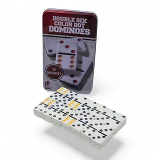 دومینو رنگی ۲۸ عددی جعبه قرمز (Double Six Color Dot Dominoes)
