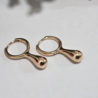 گوشواره حلقه‌ای ژوپینگ با آویز اشکی توپر