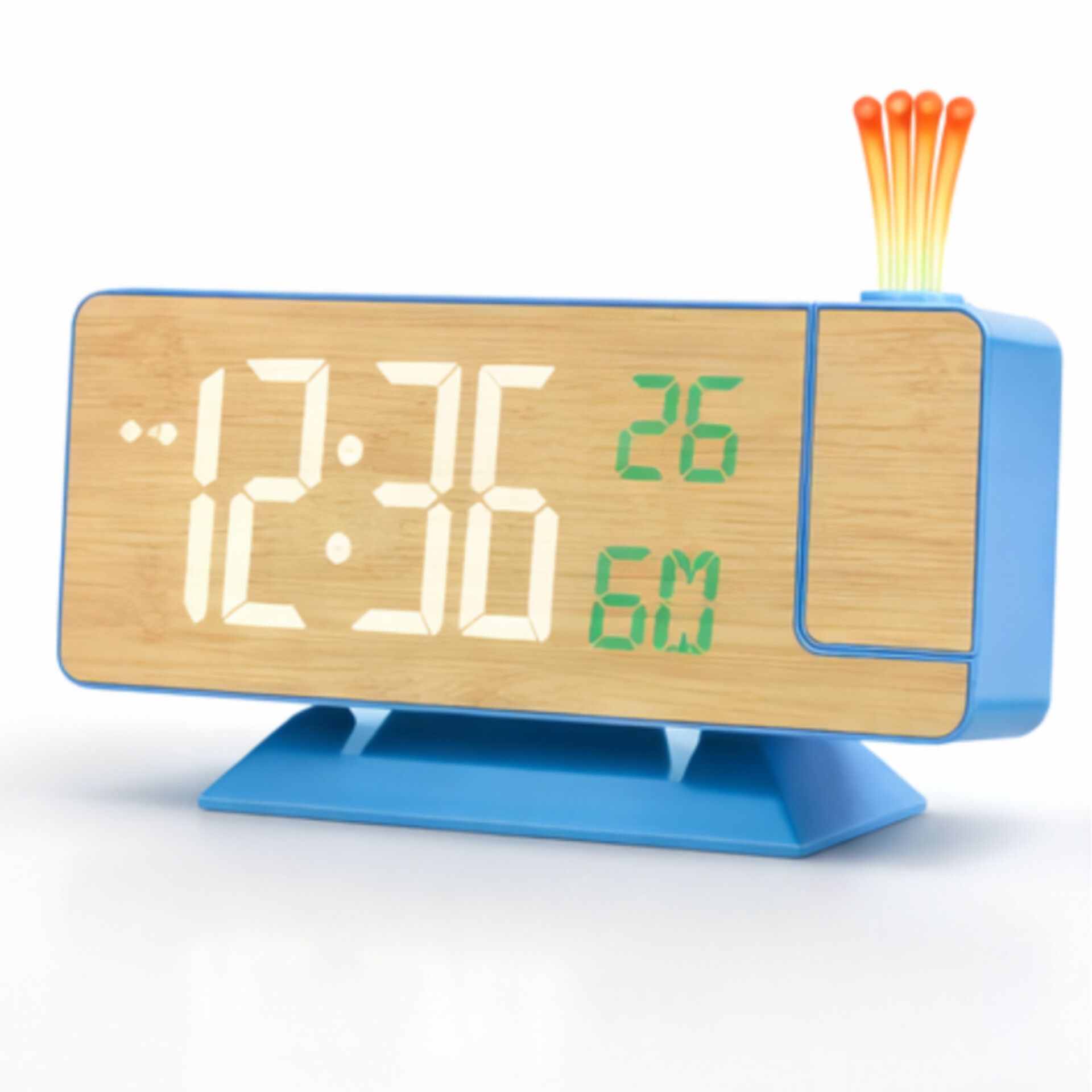 ساعت رومیزی طرح بامبو مدل DS-5718LW  آبی رنگ
