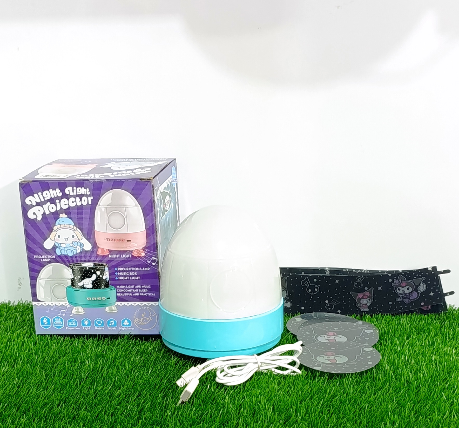 چراغ خواب پرژکتور دار موزیکال طرح کرومی شارژی رنگ ( آبی)
